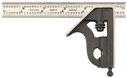 L.S. Starrett 11H Series Combination Squares, 6", 1/64" @ 1"; 16ths; Quick Read 32nds, 64ths, 1 EA, #56362