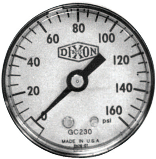 Dixon Valve Standard Dry Gauges, 0 to 300 psi, 1/4 in NPT(M), 2 in Dia., Bottom Mount, 10 EA, #GL140