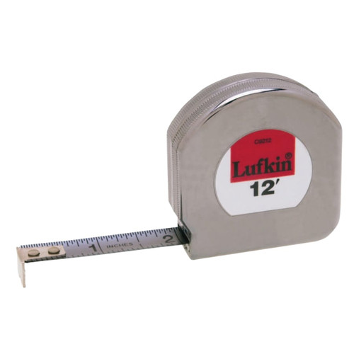 Lufkin Mezurall Pocket Measuring Tapes, 1/2 in x 12 ft, 1/16 in; 1/8 in Graduations, 1 EA #C9212