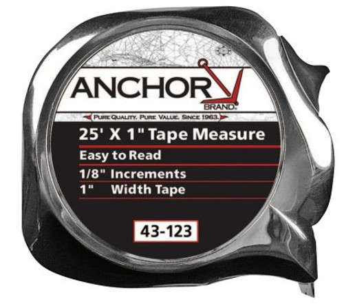 Anchor Products Easy to Read Tape Measures, 1 in x 25 ft, Chrome, 1 EA, #43123 Anchor Products Easy to Read Tape Measures, 1 in x 25 ft, Chrome, 1 EA, #43123