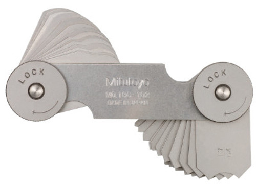 Mitutoyo Series 186 Radius Gage Set, 16 Pairs of Leaves, 17/64 in to 1/2 in by 64ths, 1 SET, #186102