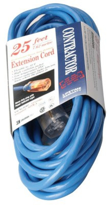 CCI Vinyl Extension Cord, 25 ft, 1 Outlet, 1 EA, #2467SW8806