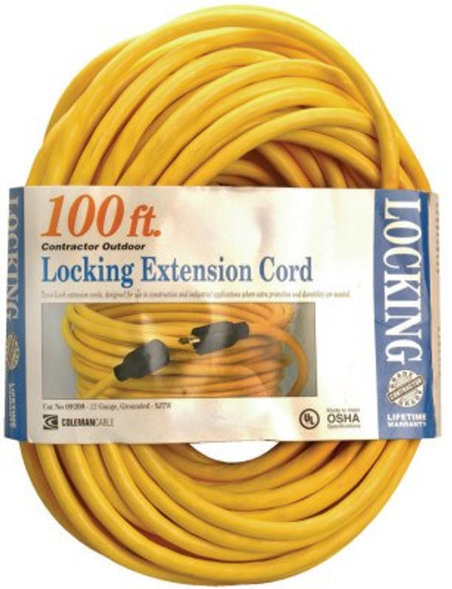 CCI Twist Lock Extension Cord, 50 ft, 1 Outlet, 1 EA, #92088802