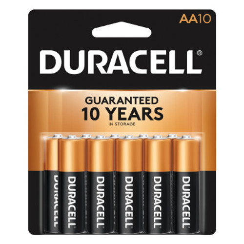 Duracell CopperTop Batteries, DuraLock Power Preserve Alkaline, 1.5 V, AA, 10 CD, #DURMN1500B10Z