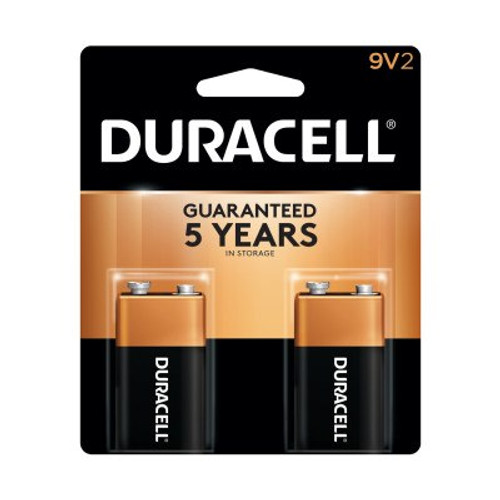 Duracell CopperTop Batteries, DuraLock Power Preserve Alkaline, 9V, 2/CD, #DURMN1604B2Z