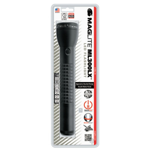 MAG-Lite ML300LX? Series LED Flashlight, 2 D, Matte Black, 625 Lumens, 1 EA, #ML300LXS3CC6