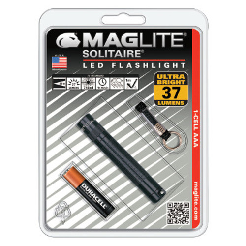 MAG-Lite Solitaire LED AAA Flashlights, AAA, 37, Black, 1 EA, #SJ3A016