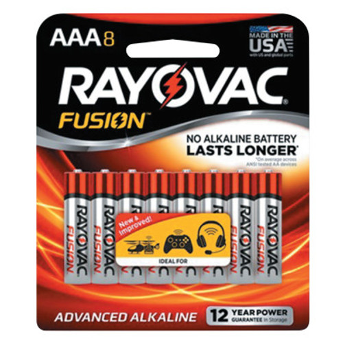 Rayovac FUSION Advanced Alkaline Batteries, AAA, 1.5 V, 8 PK, #8248TFUSK