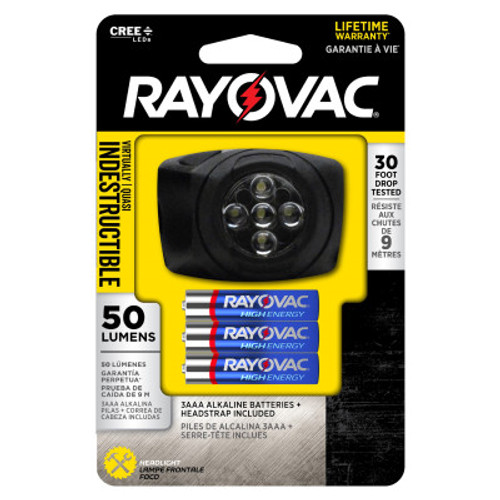 RAYOVAC 3AAA LED Headlight, 50 lm, Black, 1 EA, #DIYHL3AAABXTB