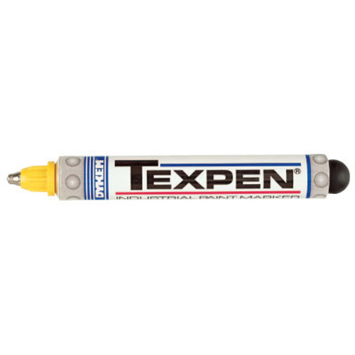 ITW Pro Brands TEXPEN Industrial Paint Marker, Yellow, Medium, Steel Medium Tip, 12/BX, #16063