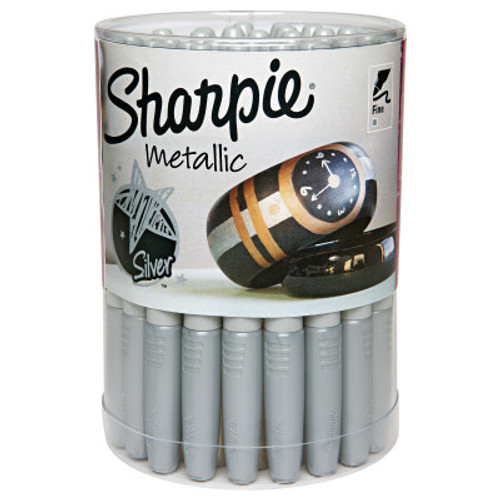 Sanford Sharpie Metallic Permanent Marker, Silver, Fine, Fine Tip, 36/BX, #9597