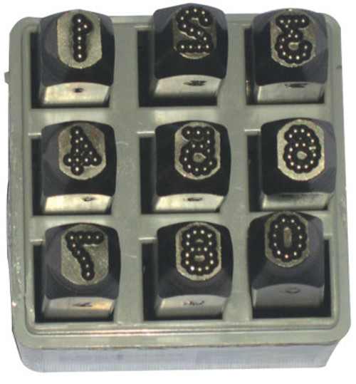 C.H. Hanson Low Stress Dot Design Steel Hand Stamp Sets, 1/4 in, 0 thru 8; A thru Z, 1/SET