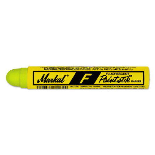 Markal Paintstik F Markers, 11/16 in dia, 4 3/4 in, Fluorescent Yellow, 12/DOZ, #82831