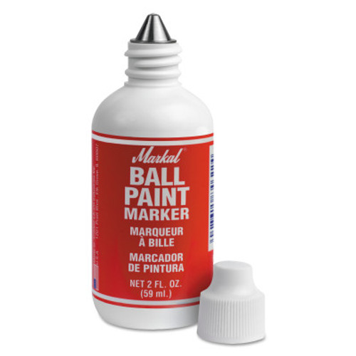 Markal Ball Paint Marker Markers, 1/8 in Tip, Metal Ball Point, Red, 1/EA, #84622