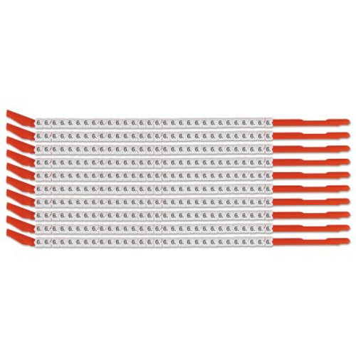 Brady Clip Sleeve Wire Markers, 3 in x 8.8 in, "6", Black on White, 1/PK, #SCN106