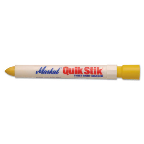 Markal Quik Stik Markers, 11/16 in dia, 6 in, Yellow, 1/EA, #61053