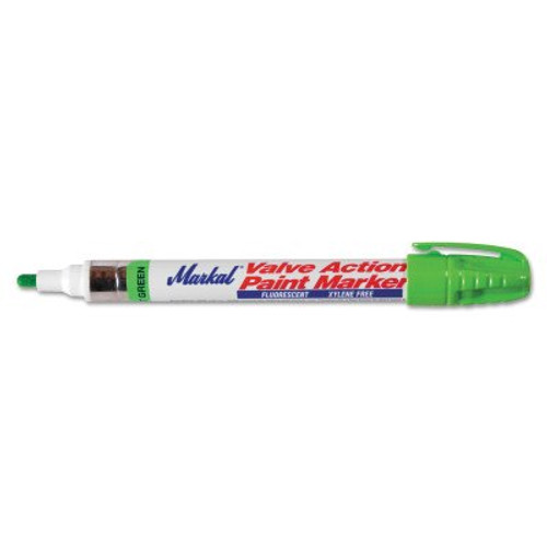 Markal Valve Action Paint Markers, Green, 1/8 in, Medium, Carded, 1/MKR, #96806