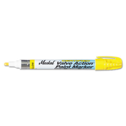 Markal Valve Action Certified Paint Marker, Yellow, 12/BX, #96881