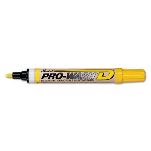 Markal PRO-WASH D Detergent Removable Markers, 1/8 in Tip, Medium, Yellow, 1/EA, #97011