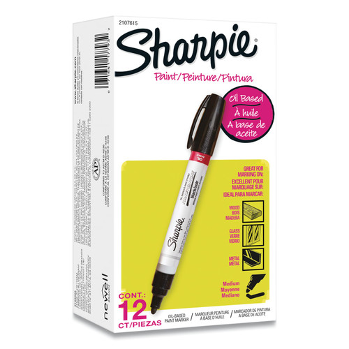 Sharpie Oil Based Paint Marker, Black, Medium Bullet, 12/DZ, #2107615