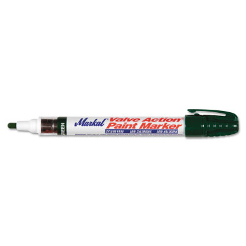 Markal Valve Action Paint Marker, Green, 1/8 in, Medium, 1/EA, #96826