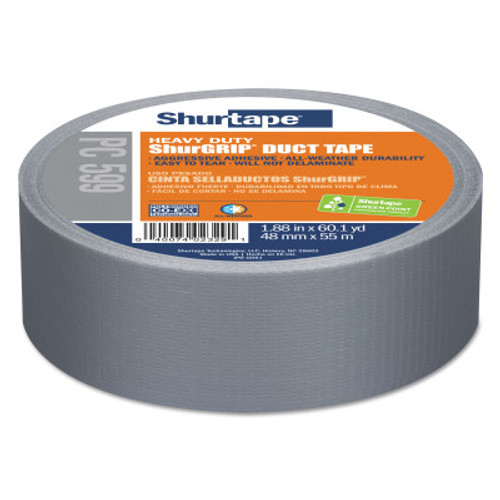 Shurtape PC 599 ShurGrip  Heavy-Duty Duct Tapes, 72 mm x 55 M x 9 mil, Silver, 16/CA