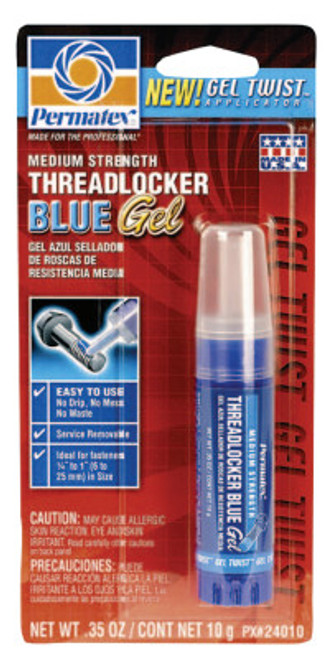 Permatex Medium Strength Blue Threadlockers, 10mL, 1 in Thread, Blue, 6/CS