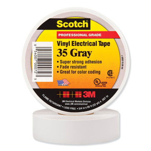 3M Scotch Vinyl Electrical Color Coding Tapes 35, Gray, 1/RL