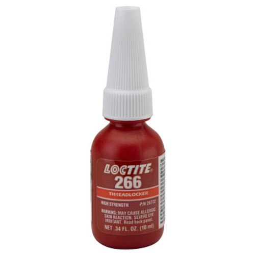 Loctite 266 Threadlockers, High Strength/High Temperature, 10 mL, Red-Orange, 1/EA