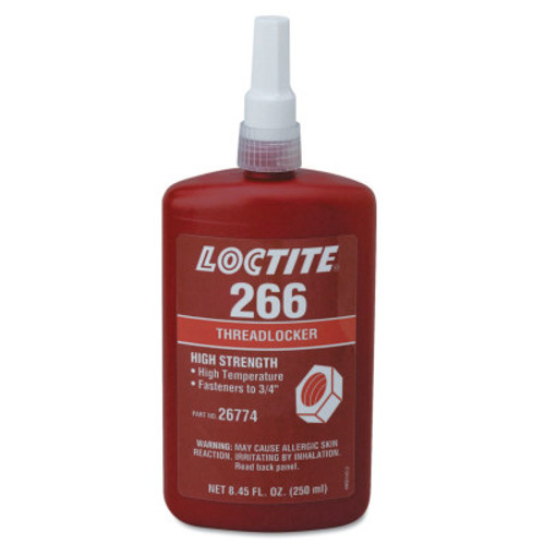 Loctite 266 Threadlockers,High Strength/High Temperature,250 mL,3/4 in Thread,Red-Orange, 1/EA