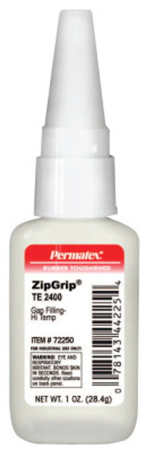 Permatex ZipGrip TE2400 Adhesive, 1 oz, Bottle, Clear, 1/EA