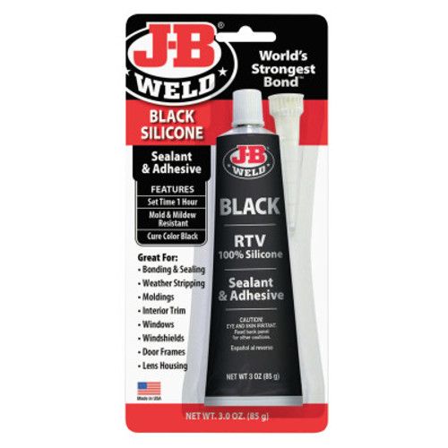 J-B Weld Black Silicone Sealant & Adhesive, 3 oz, 6/BX