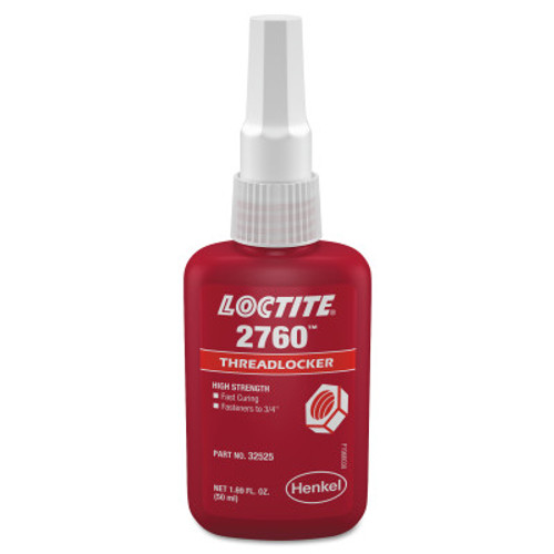 Loctite 2760 Threadlockers, Primerless High Strength, 50 mL, Red, 1/BTL