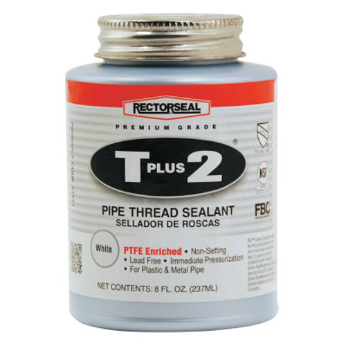 Rectorseal T Plus 2 Pipe Thread Sealants, 1/2 Pint Can, White, 1/CAN
