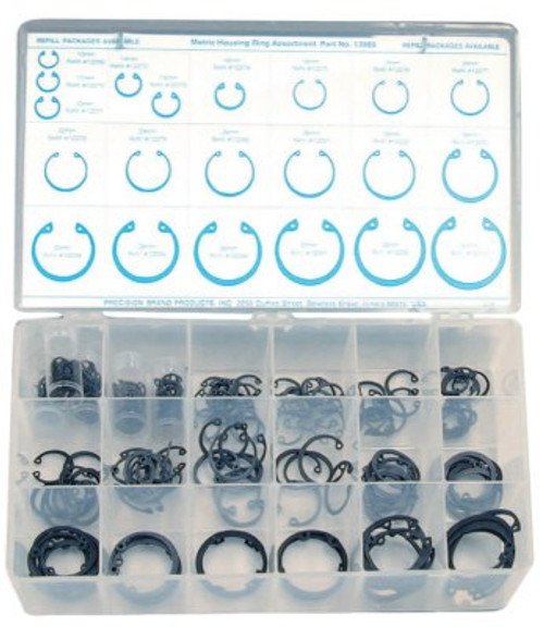 Precision Brand Metric Housing Ring Assortments, Steel, 218 per set, 1/KIT #13985