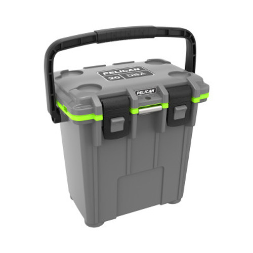 Pelican 20QT Elite Coolers, 21.5 qt, 12.6 in x 18.8 in x 17.7 in, Dark Gray/Green, 1 EA, #20Q1DKGRYEGRN