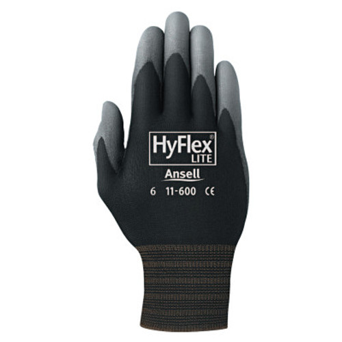Ansell HyFlex 11-600 Palm-Coated Gloves, Size 11, Black, 12 Pair, #103379
