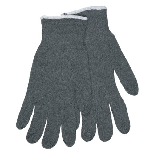 MCR Safety Multipurpose String Knit Gloves, Cotton/Polyester, Large, Gray/White, 12 Pair, #9637LM