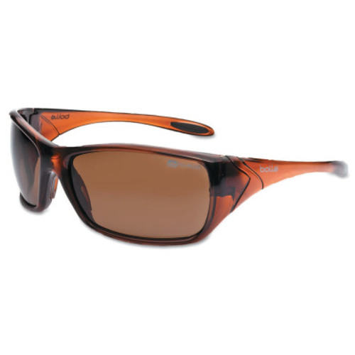 Bolle Voodoo Safety Glasses, Polarized Lens, Anti-Fog, Anti-Scratch, Brown Frame, TPR, 1/PR, #40153