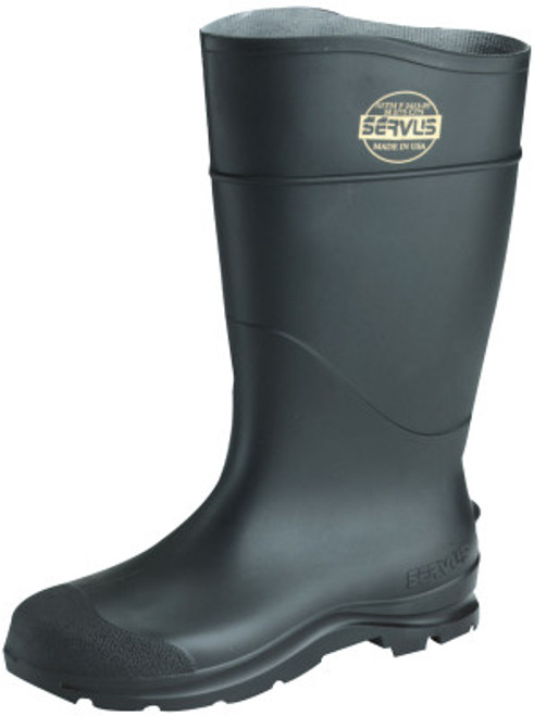 Servus CT Economy Knee Boots, Plain Toe, Size 14, 16 in H, PVC, Black, 1/PR #18822-140