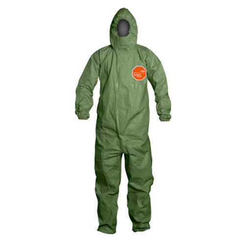 DuPont Tychem 2000 SFR Protective Coveralls, Hooded Coverall, Green, 2X-Large, 4/CA, #QS127TGR2X000400
