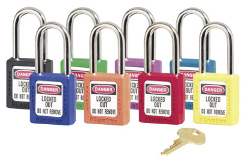 Master Lock No. 410 & 411 Lightweight Xenoy Safety Lockout Padlocks, Green, Keyed Diff, 6/BOX, #411GRN