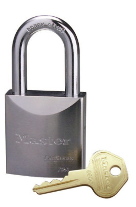 Master Lock Pro Series High Security Padlocks-Solid Steel, 3/8" Dia, 1 1/2"LX29/32"W, Silver, 6/BOX, #7050