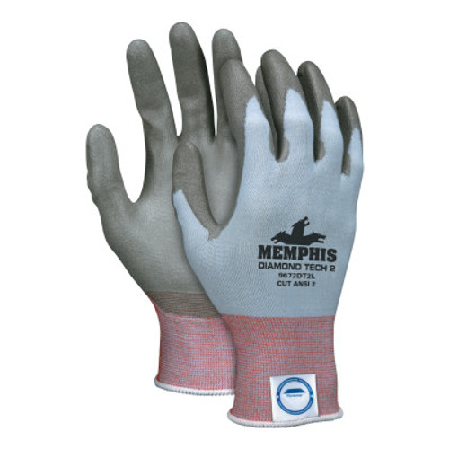 MCR Safety Diamond Tech 2 Gloves, Medium, Gray/Light Blue, 1/PR, #9672DT2M