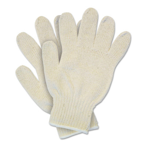 MCR Safety String Knit Gloves, Large, Hemmed, Heavy Weight, Natural, 12 Pair, #9506LM