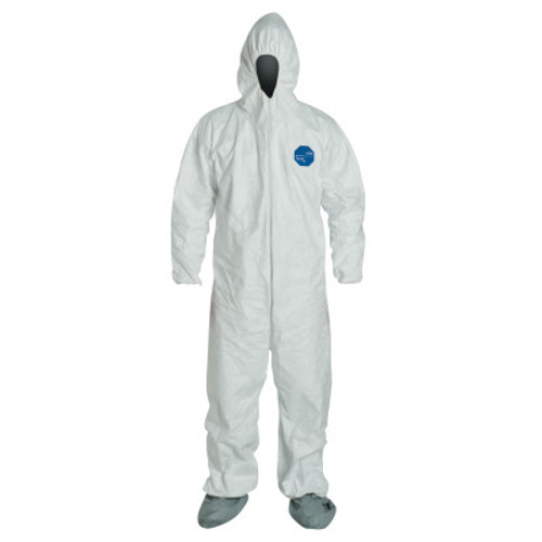 DuPont Tyvek Coveralls With Attached Hood and Boots, 2X-Large, White, 25/CA, #TY122SWH2X002500
