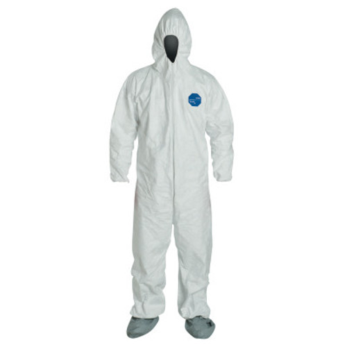 DuPont Tyvek Coveralls With Attached Hood and Boots, White, X-Large, 25/CA, #TY122SWHXL002500