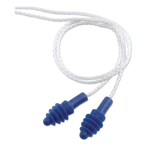 Honeywell AirSoft Reusable Earplug, Thermoplastic Elastomer, Blue, Corded, 50/BX, #AS30R