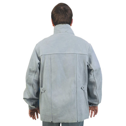 MCR Safety Leather Welding Jacket, X-Large, Gray, 1/EA, #38030MWXL