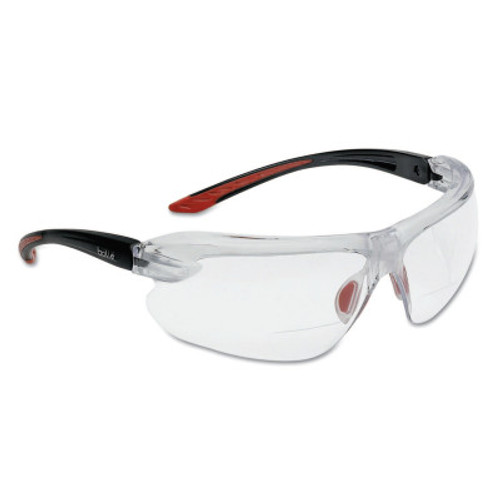 Bolle IRI-s Series Safety Glasses, Clear Polycarbonate Lenses, Red/Black, 1.5 Diopter, 10/BX, #40187